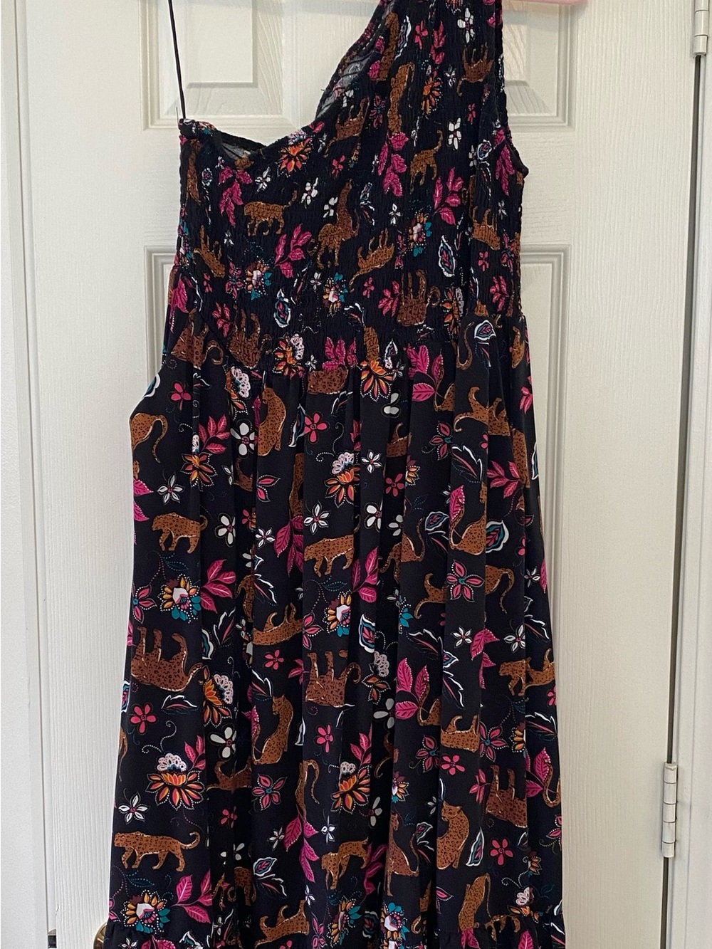 torrid Black Maxi Dress with Pink & Brown Leopard Floral Pattern